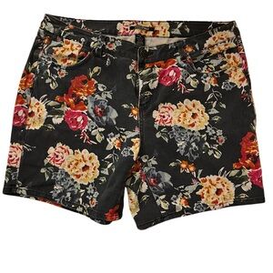 Floral  Black Wash Denim Women's Shorts